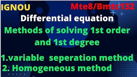 Differential equation||mte8||bmtc132||unit2||method of solving|| Ignou @Pareeksha_time part1