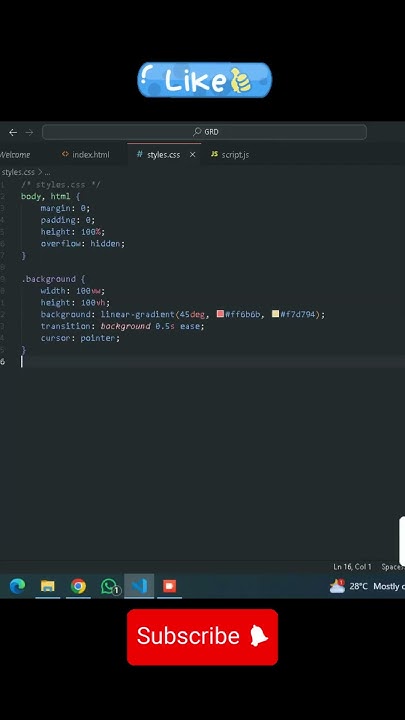 Create a Gradient background color using html and css and change them ...