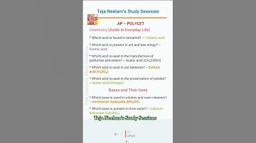 AP POLYCET - Chemistry - Acids and Bases Chapter Practice Bits