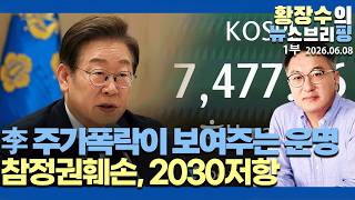1부:「李, 1년」주가대폭락이 보여주는 그의 운명 / 지지율급락, 환율폭등, 서울패배, 참정권훼손, 초양극화 / 2030저항(2026.06.08)