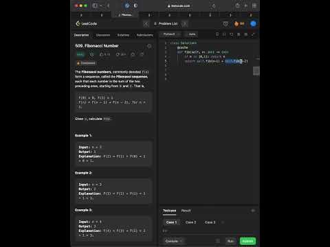 Fibonacci Numbers in 10 seconds - Leetcode 509 - YouTube