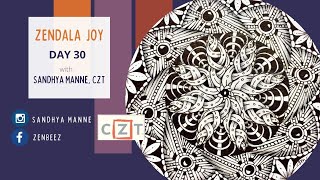 ZENDALA JOY Day 30 - String 8, exploring Zentangle® and Mandala