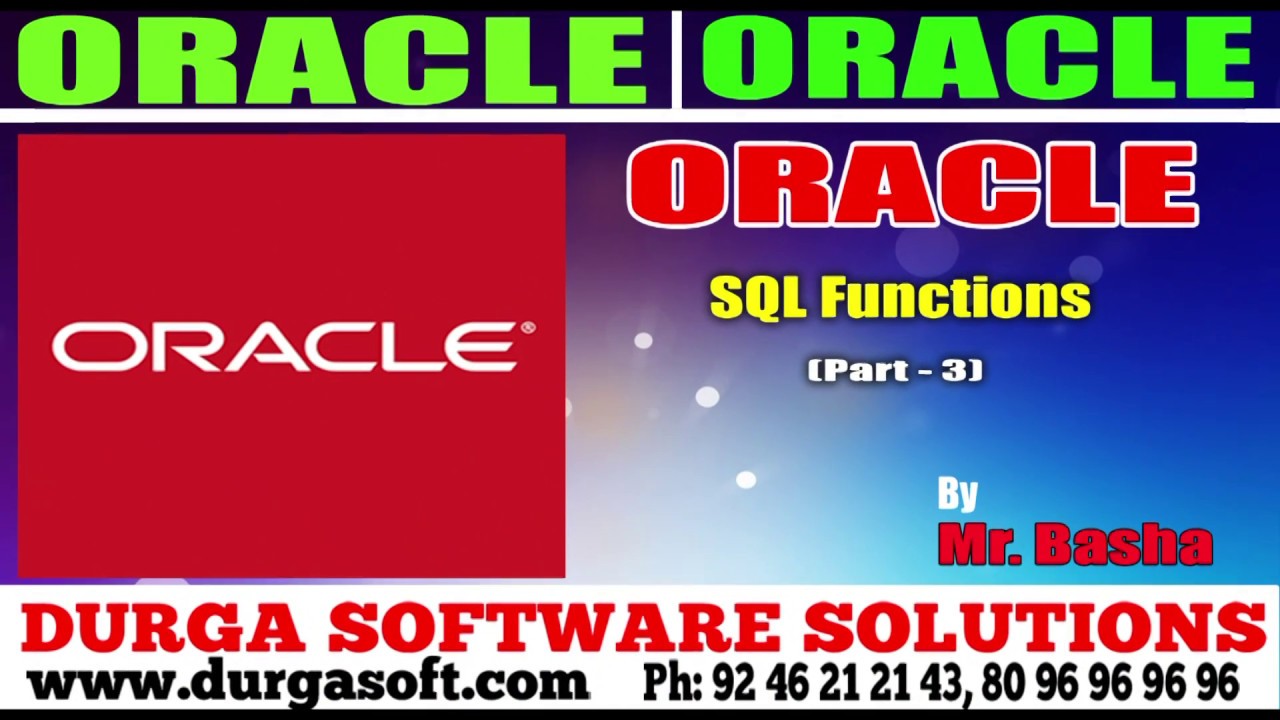 Oracle Tutorial || Oracle|Sql Functions Part - 3 by basha - YouTube