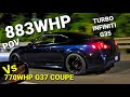 883WHP TURBO INFINITI G35 Vs. 770WHP G37 COUPE | FASTEST G's In The CITY