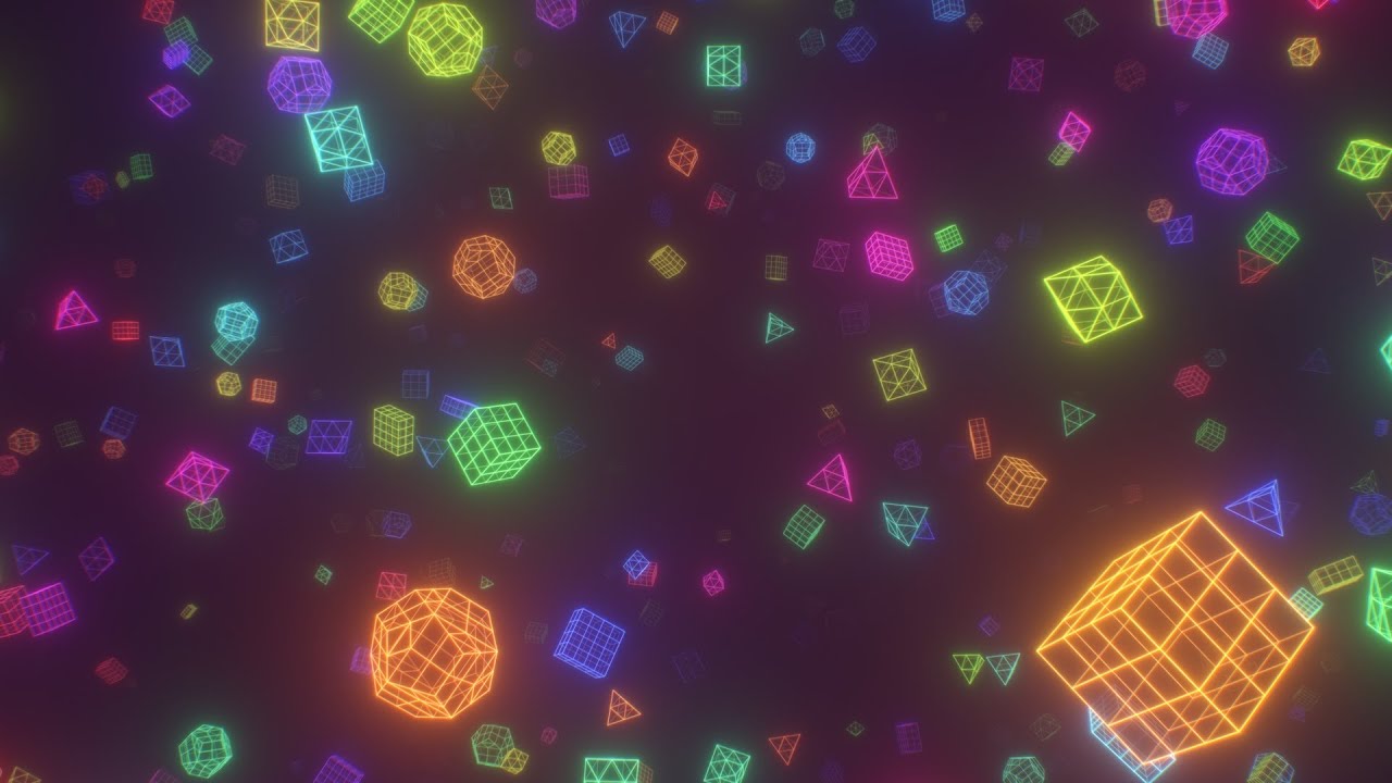 Flying Through Retro Polygonal Wireframe Geometric Neon Glow Shapes 4K Moving Wallpaper Background