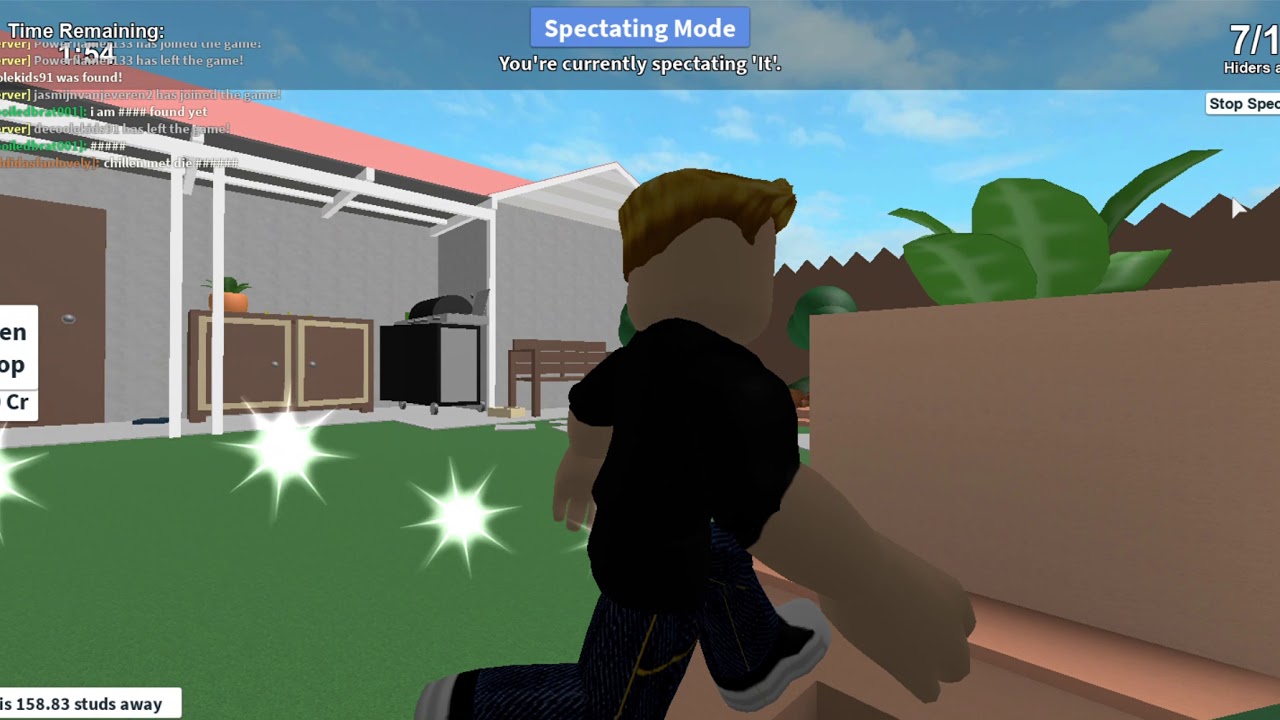 how to hide in the tree in the backyard in hide and seek (roblox game ...