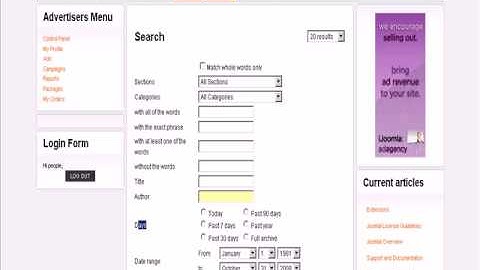 Advanced Search Page -iJoomla Search & Archive for Joomla 1.5