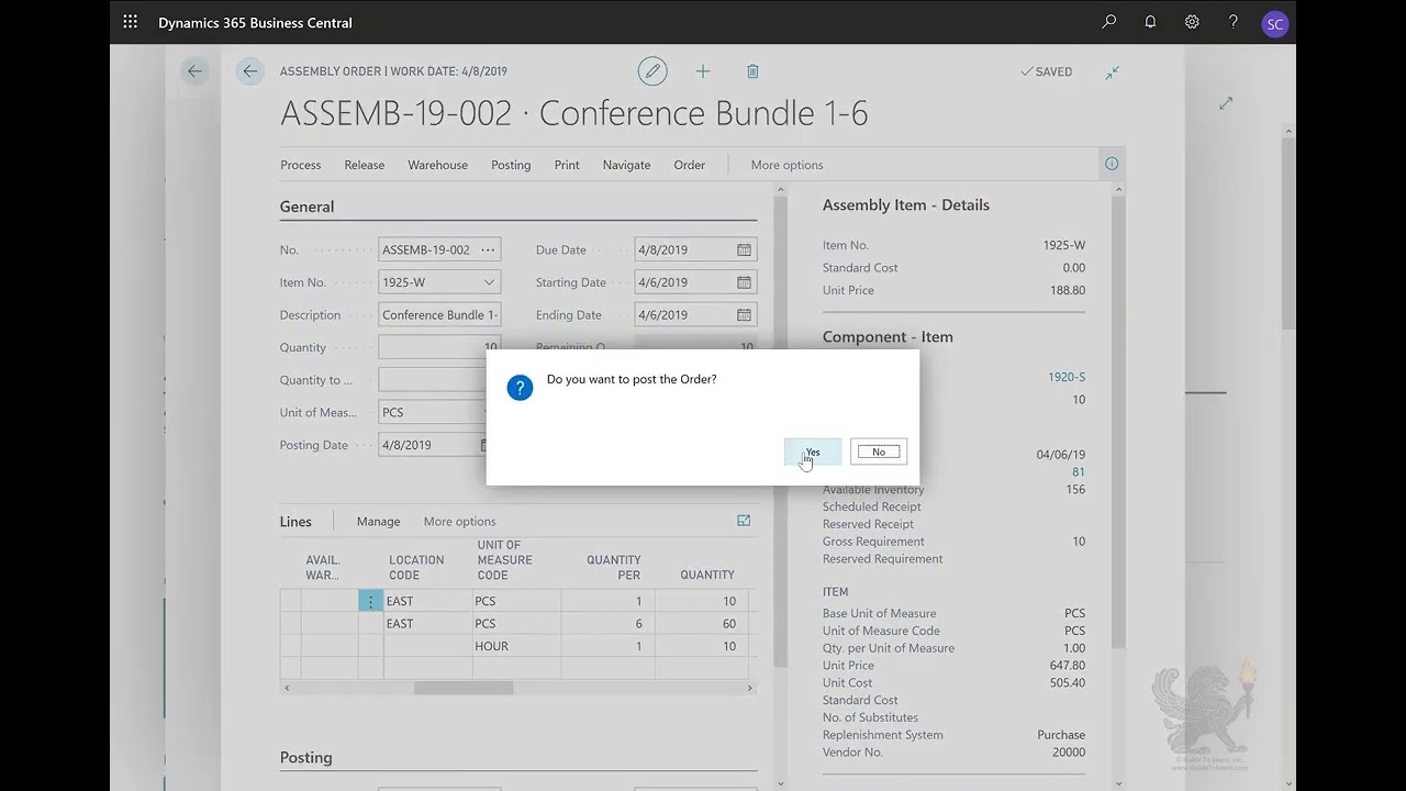 Guide To Create Assembly Orders with the Assemble-to-Stock Policy in Dynamics 365 Business Central