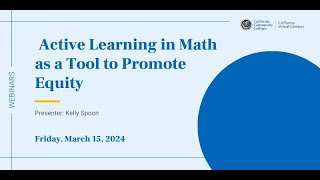 Active Learning in Math as a Tool to Promote Equity