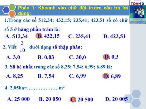 LỚP 5 - Tuần 10: TOÁN: TỰ KIỂM TRA