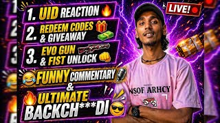 🔥 LIVE UID REACTION + REDEEM CODES 🎁 | EVO GUN &amp; FIST UNLOCK 😱 | FUNNY COMMENTARY ?#freefirelive