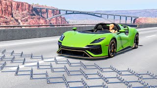 Spike Strip High Speed Crashes #51 - BeamNG Drive | CrashBoomPunk