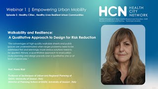 W.1EP.3 : Healthy Cities , Healthy Lives Resilient Urban Communities