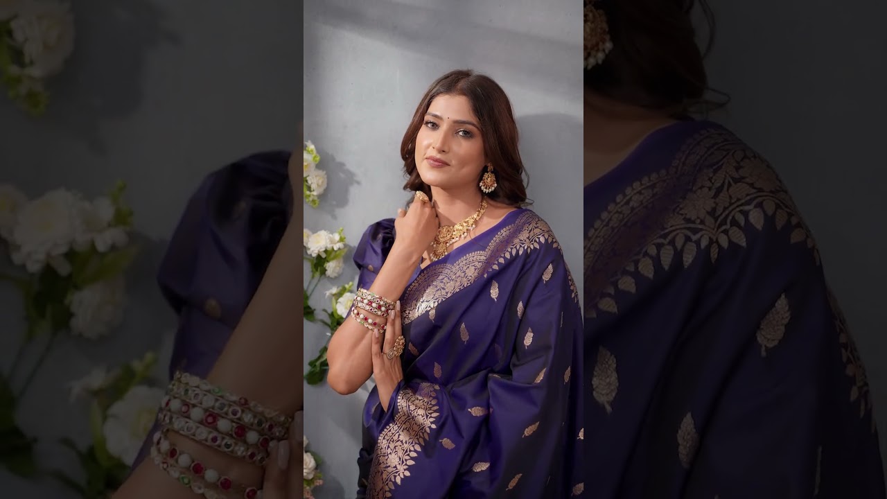 Navy Blue Banarasi Silk Saree