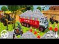 Drive OLD TRUCK TRANKER And ROAD ROLLER JCB Unloading Stone From Dumper Truck in Game🔥Part 374 #game