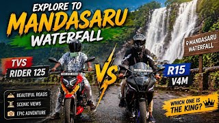 Explore to Mandasaru Waterfall || TVS Rider 125 v/s R14 v4 M || Contest Recing 