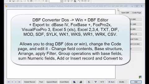 DBF converter Dos-Win, DBF editor