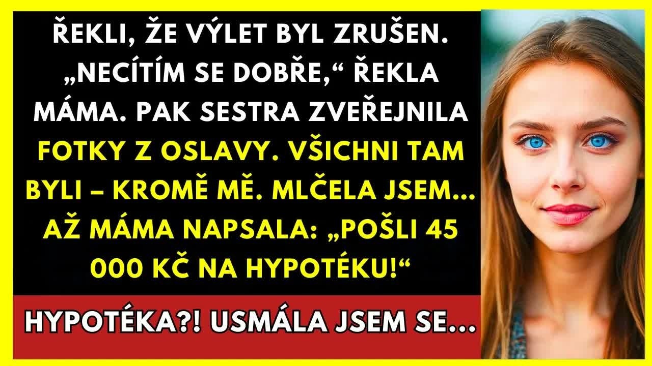 Máma mi zavolala, že kvůli vysokému tlaku musela zrušit svou narozeninovou oslavu v luxusním klubu. Poslala jsem jí dvacet tisíc na dárek a celý den jsem se těšila. Večer jsem na Facebooku našla...