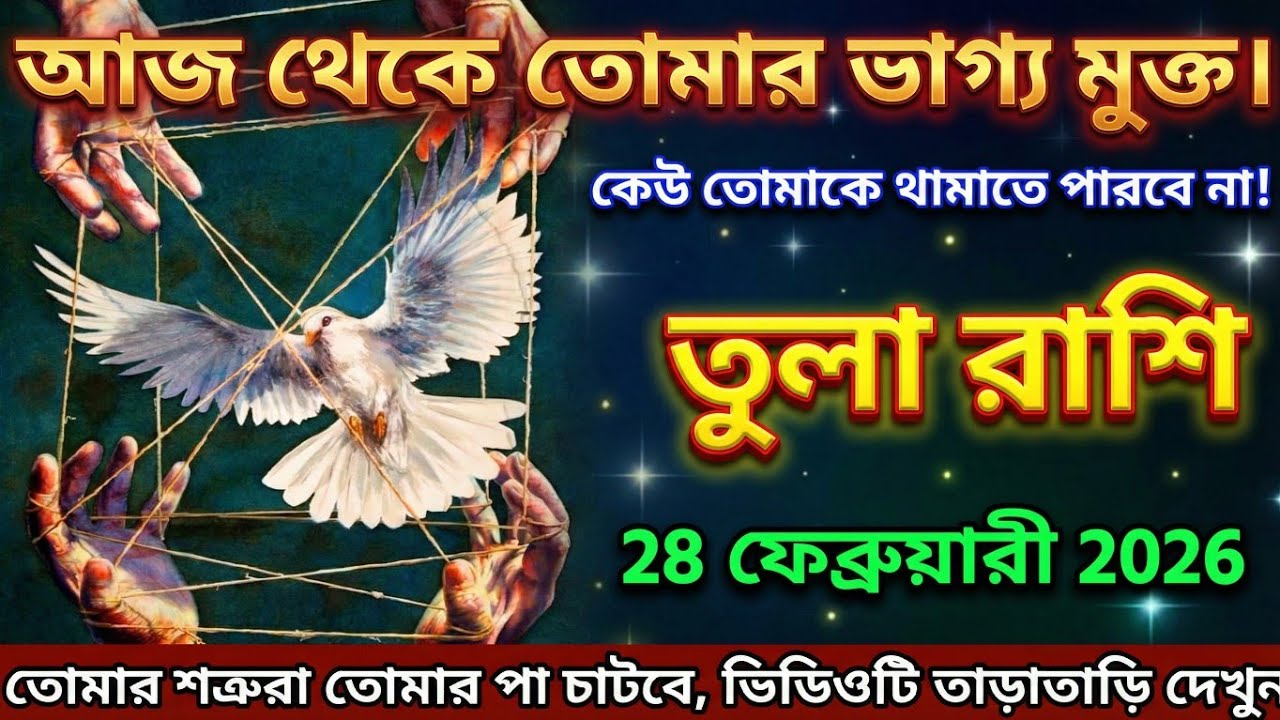 তুলা রাশি,২৮ ফেব্রুয়ারী, ২০২৬ আজ থেকে তোমার ভাগ্য মুক্ত কেউ তোমাকে থামাতে পারবে না!