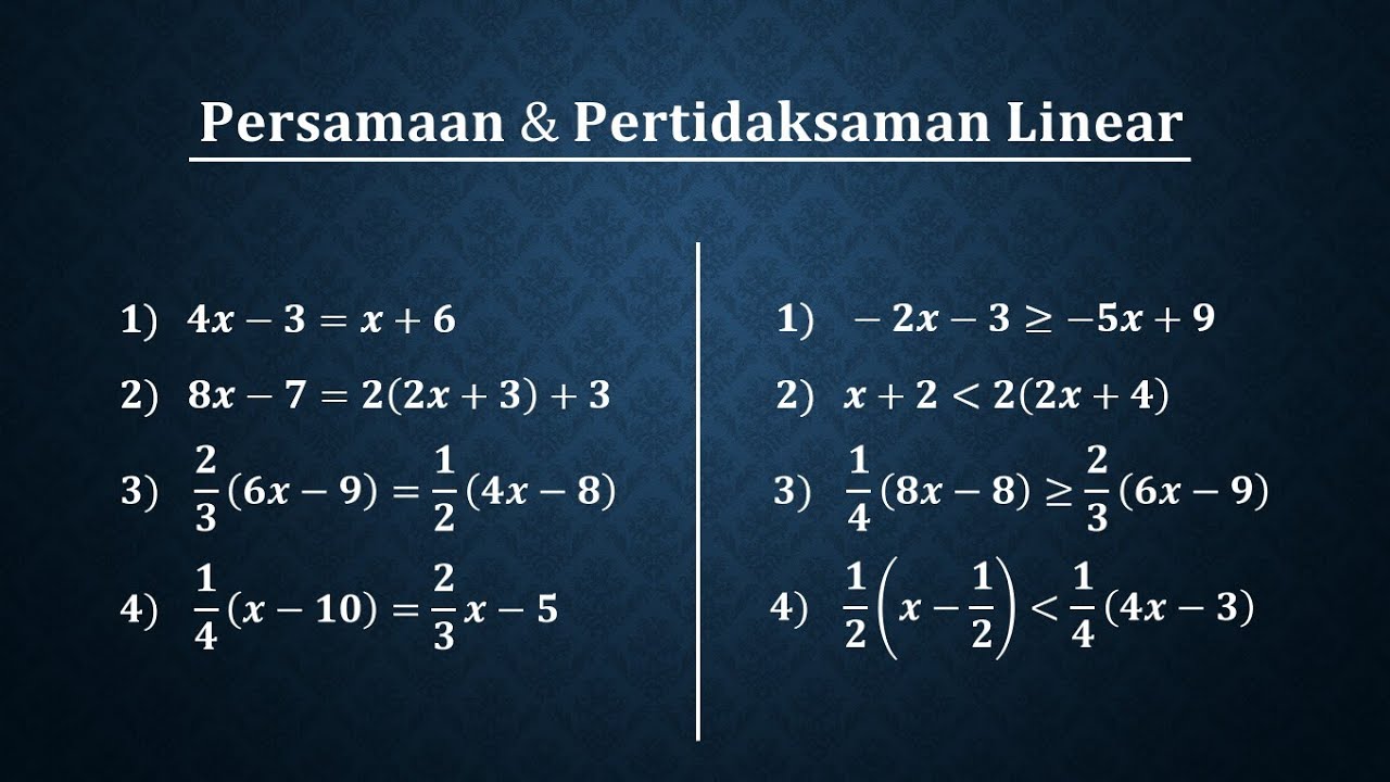 Cara Mudah Persamaan Dan Pertidaksamaan Linear Satu Variabel Youtube