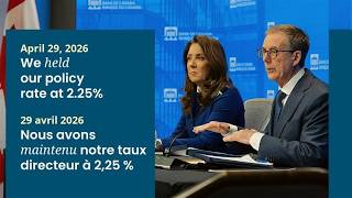 Interest rate announcement &amp; release of the Monetary Policy Report / Annonce du taux directeur &amp; RPM