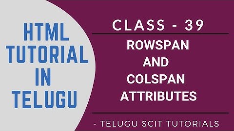 HTML||Class-39|| Rowspan and Colspan Attributes ||HTML Tutorial in Telugu||Telugu Scit Tutorials
