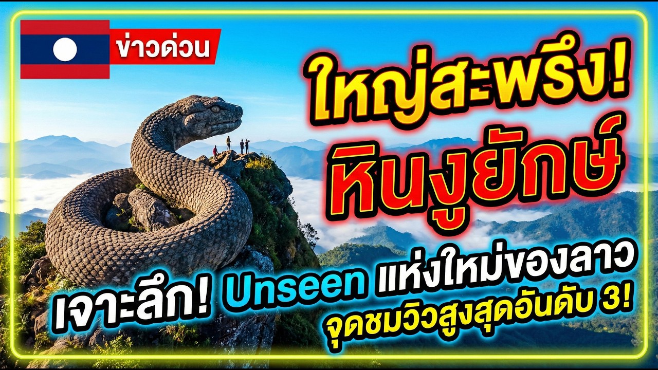 ด่วน พบหินงูยักษ์แห่งพูหญ้าคา จุดชมวิวสูงสุดอันดับ 3 ของลาว.