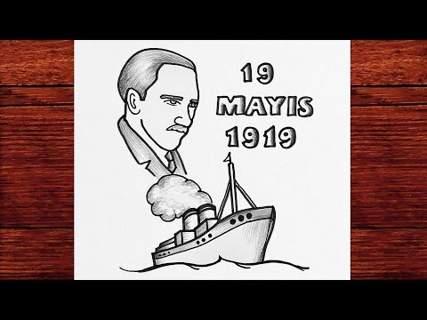 19 Mayıs Resmi Çizimi Kolay Nasıl Yapılır, 19 Mayıs Nasıl Çizilir, Karakalem Bandırma Vapuru Çizimi