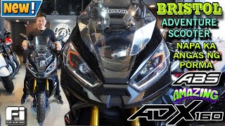 BRISTOL ADX 160 Glossy Black Ang Ganda ng Body Design ng Adventure Scooter na ito ang Lupit ng Mukha