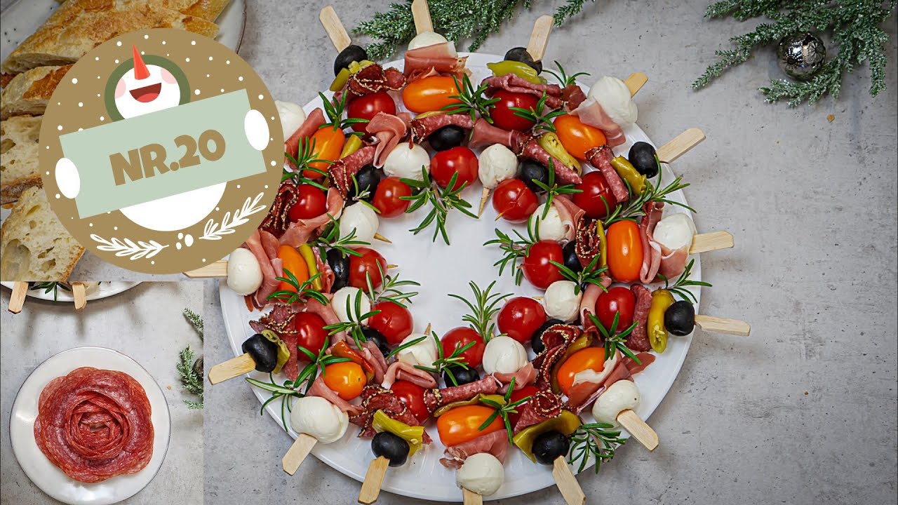 Türchen Nr. 20/ Weihnachtlicher Antipasti Kranz + Salami Blume