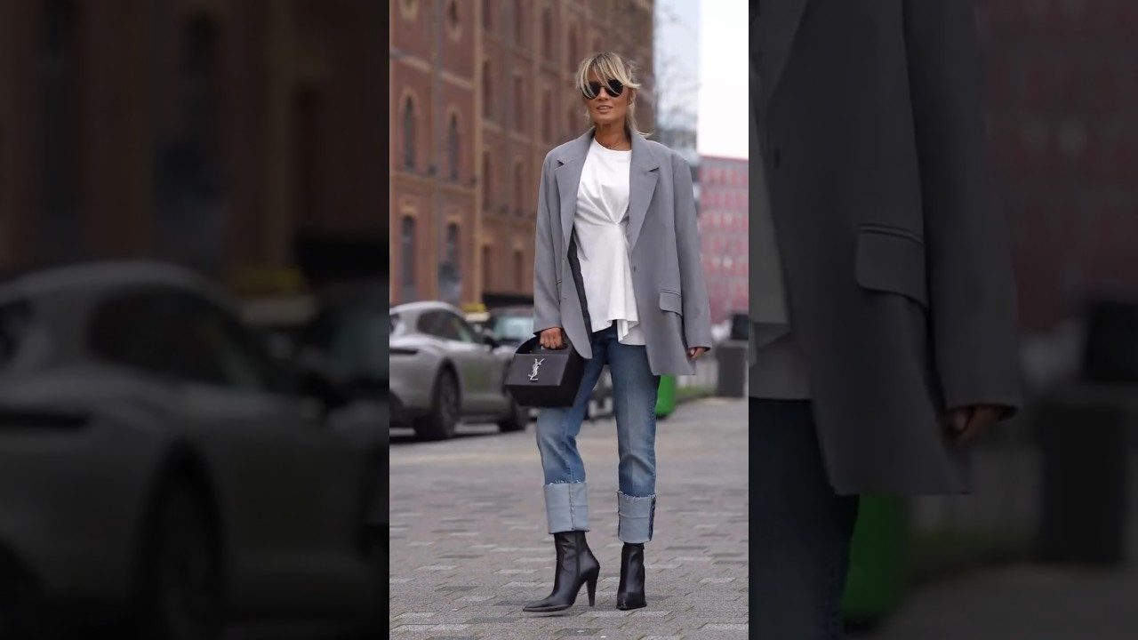 Cuffed Jeans & Blazer: Street Style Perfection ✨ 