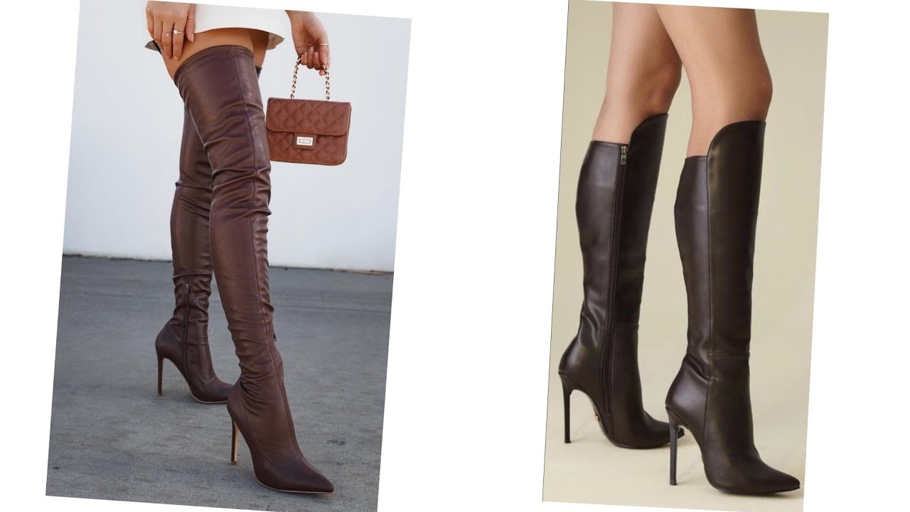 Beautiful stilettos leather boots for women/leather boots/Over the knee ...