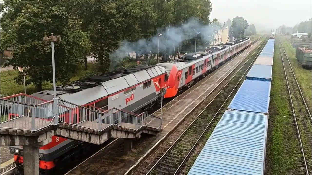 Поезд "Ласточка" Псков - Санкт-Петербург на станции Струги Красные ...