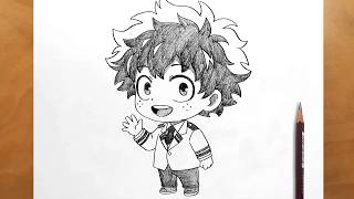 Drawing Cute Chibi Deku with Pencil | My Hero Academia Satisfying Anime Art