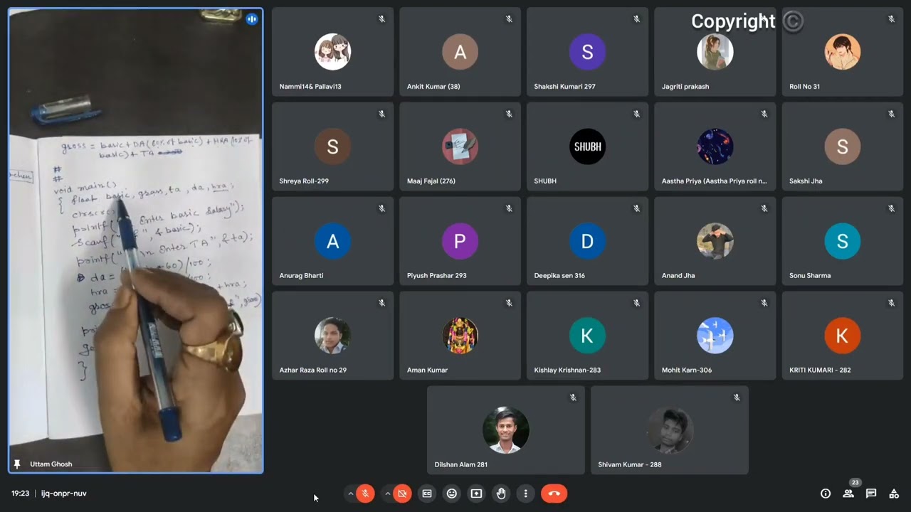 C Program - Gross Salary - Uttam Kumar Ghosh  Meet Online Class 16/05/2024