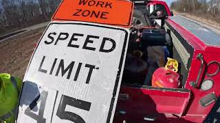 Switching traffic from driving lane to passing lane on highway  Road Construction