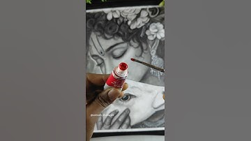 Lord Krishna Drawing Sketch 😍❤️‍🩹✍️ Krishna ji with Cow 🦚 #shorts #shreekrishna #hururu #drawing