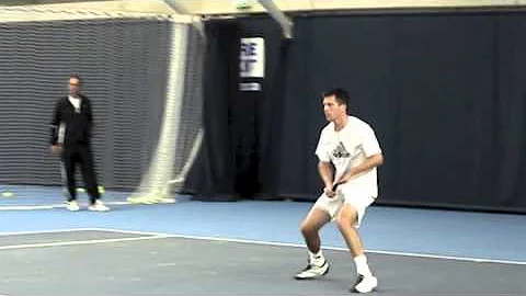 Tim Henman training for the last time.