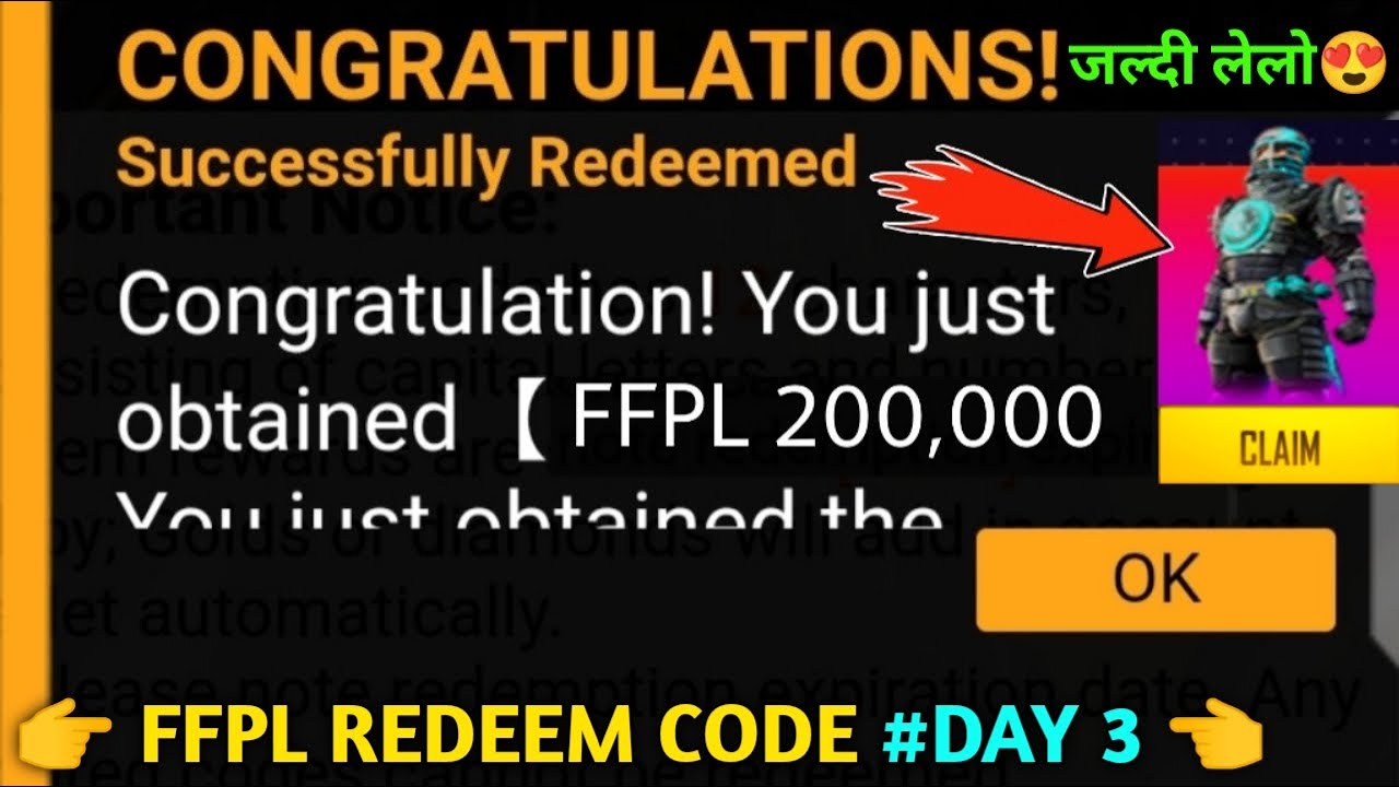 FREE FIRE REDEEM CODE TODAY 11 JANUARY | PRO LEAGUE REDEEM CODE | FFPL DAY 3 REDEEM CODE FREE FIRE