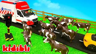 The animals are blocking the toy cars' path! | Cartoon for Kids | Kidibli