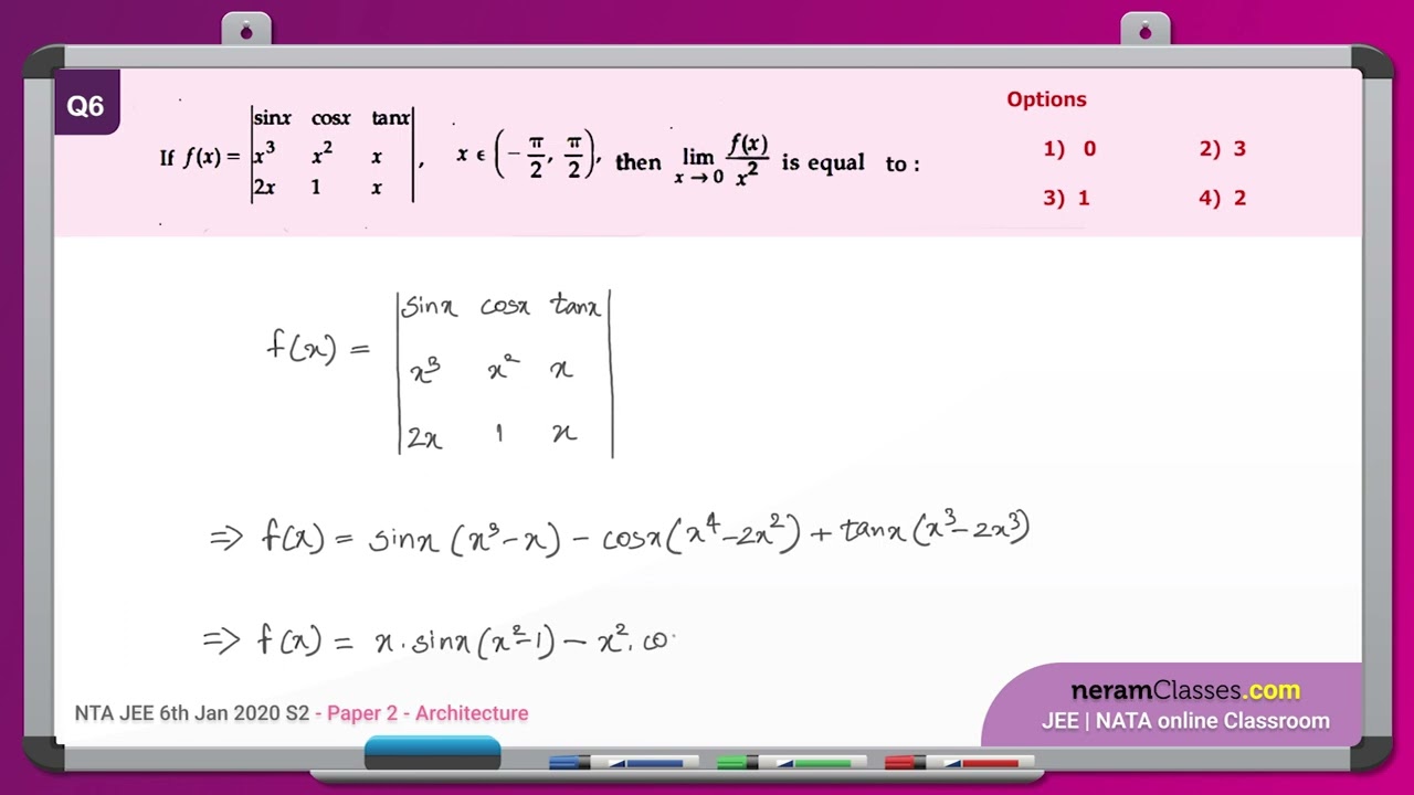 NTA JEE 2020 6Th JAN 2020 | Question 06