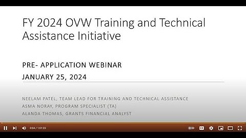 OVW Fiscal Year 2024 Training and Technical Assistance Pre-Application Information Session