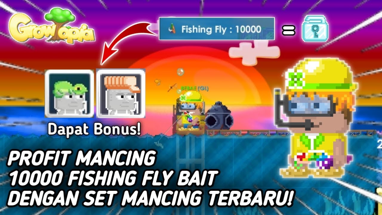 Set Terbaru Mancing di Growtopia 2022 10K Fishing Fly pake Rainbow