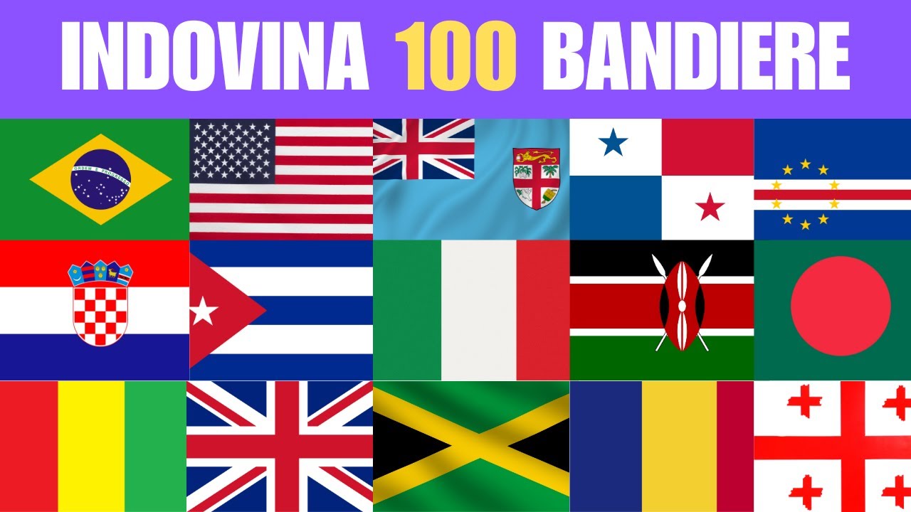 QUIZ BANDIERE DEL MONDO 🌎: Indovina 100 Bandiere in 5 secondi!