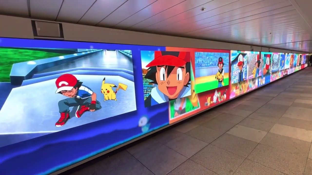 新宿駅大画面にポケモン最終回予告が登場！ピカチュウ＆サトシ、めざせ