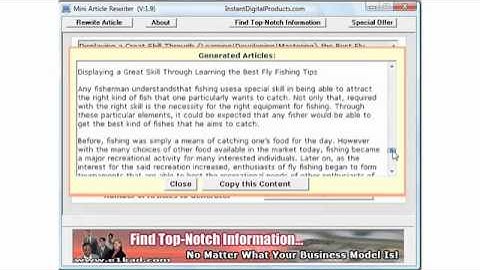 Free Article Rewriter Tutorial And Download