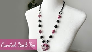 Curated Bead Box February 2024 and Beaded Heart Necklace DIY Tutorial! 🩷🖤🩷🖤