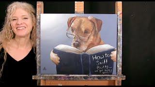 Learn to Paint 'HOW TO SNIFF BUTTS'  Paint and Sip at Home  How to draw & paint fun pet portrait