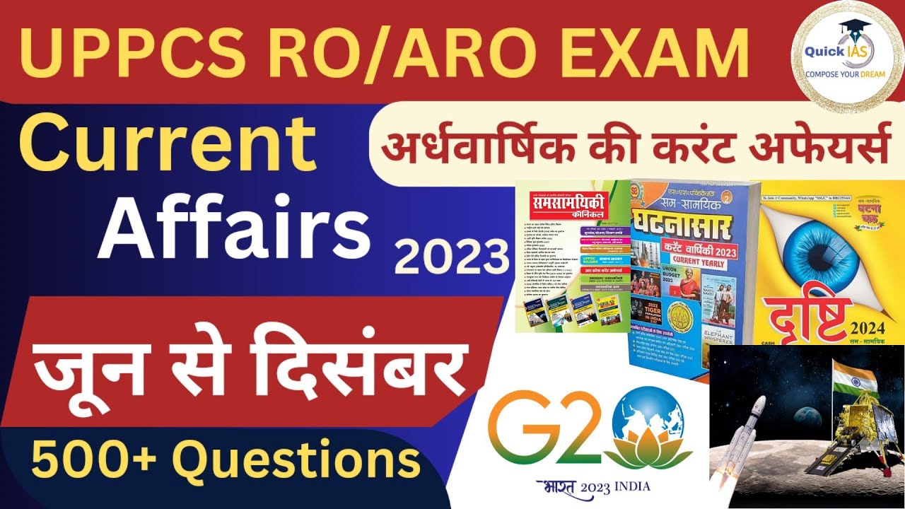 Current Affairs -2023 | जून से दिसंबर तक | UPPCS -RO ARO EXAM ...