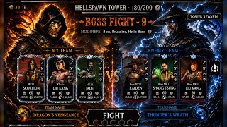 HELLSPAWN TOWER 180/200 | BOSS FIGHT 9 ⚡🔥 Scorpion vs Raiden Theme | Mortal Kombat Mobile